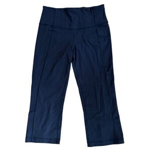 Lululemon Women's Cropped Slim Straight Slit Hem Black Active Wear Leggings 8